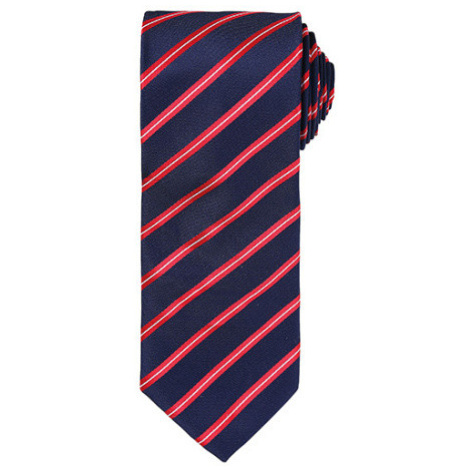 Premier Workwear Športová pruhovaná kravata PR784 Navy -ca. Pantone 533C