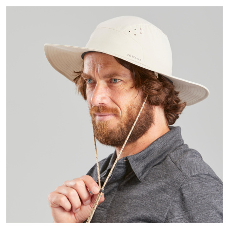 Pánsky trekingový klobúk MT500 s ochranou proti UV béžový FORCLAZ