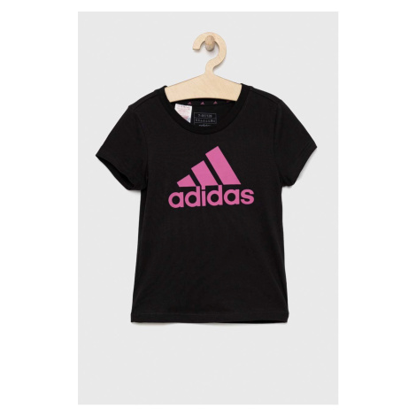 Detské bavlnené tričko adidas G BL čierna farba