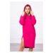 Dress with hood and slit on the side of fuchsia color