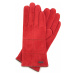Červené semišové dámske rukavice