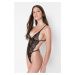 Trendyol Black Lace Snaps Knitted Bodysuit