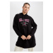 DEFACTO Relax Fit Hooded Printed Sweatshirt Tunic