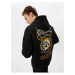 Koton Oversize Hoodie Back Printed Skull Themed Slogan