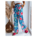 Patterned women's trousers FLOWER EXPLOSION turquoise Dstreet