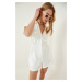 Happiness İstanbul Women's White Linen Viscose Overalls With Shorts TO0009