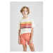 DEFACTO Boys Oversize Fit Crew Neck Striped Short Sleeve T-Shirt