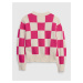 Růžový holčičí svetr s šachovnicí GAP