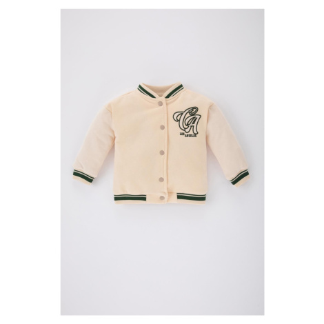 DEFACTO Baby Girl Printed Crew Neck Cardigan