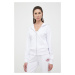 Mikina Armani Exchange dámska, biela farba, s kapucňou, jednofarebná