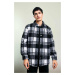 DEFACTO Polo Collar Plaid Long Sleeve Shirt Jacket