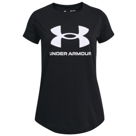 Dievčenské tričko s krátkym rukávom UNDER ARMOUR UA SPORTSTYLE LOGO SS-BLK