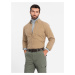 Ombre Men's REGILAR FIT cotton shirt with pocket - light brown