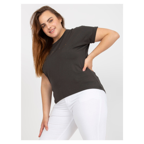 Asymmetrical khaki cotton t-shirt larger size