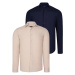 DUAL SET G726 DEWBERRY MENS SHIRTS-NAVY BLUE-BEIGE