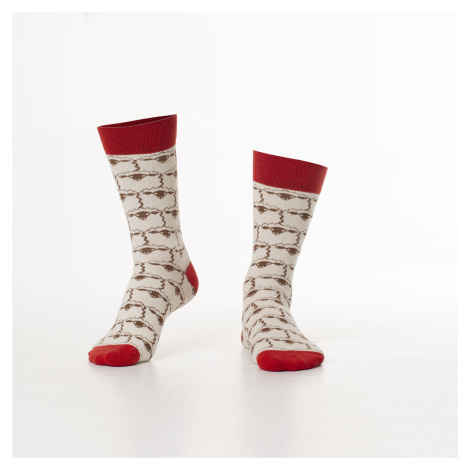 Beige women's socks with sheep FASARDI