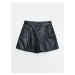 LC Waikiki Women's Comfy Fit Plain Leather Look Shorts