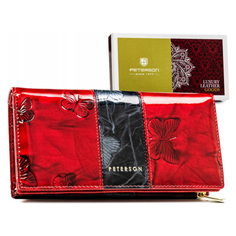 Vertikálna dámska peňaženka vyrobená z lakovanej prírodnej kože - Peterson