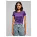Women's short velvet T-shirt in purple color
