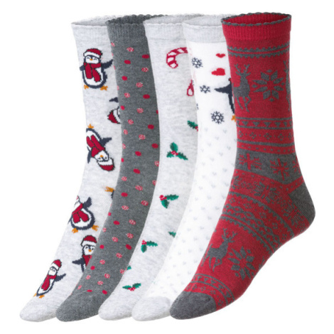 esmara® Dámske ponožky s vianočným motívom, 5 párov (bledosivá/biela/tmavosivá)