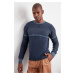 Trendyol Indigo Slim Crew Neck Color Blocked Knitwear Sweater