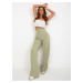 Light green wide trousers made of linen material from OCH BELLA