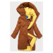 Dlhšia zimná dámska bunda v karamelovej farbe s vysokým stojačikom (J9-067)