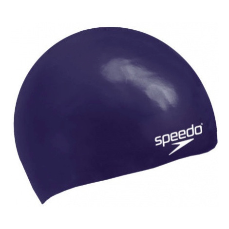 Speedo plain moulded silicone junior cap tmavo modrá