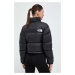 Páperová bunda The North Face NUPTSE SHORT JACKET dámska, čierna farba, zimná, NF0A5GGEKX71