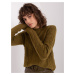 Khaki women's sweater with cables