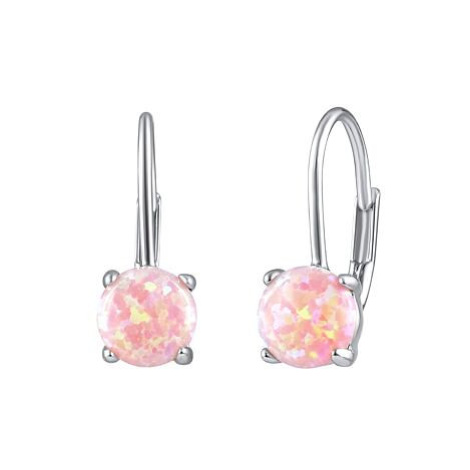 Silvego Strieborné náušnice s ružovým opálom 6 mm LPS1398P