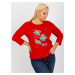 Women's blouse plus size with 3/4 sleeves and print - red