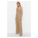 Trendyol Camel Cargo Pocket Strapless Collar Maxi Woven Jumpsuit