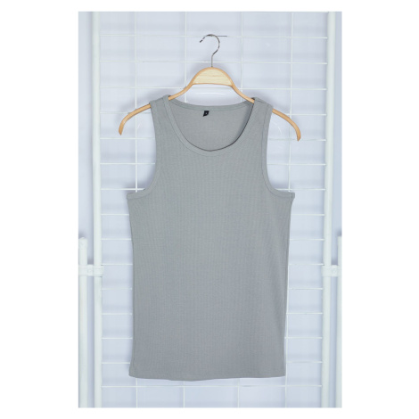 Trendyol Gray Slim/Tight Cut Ribbed Basic Sleeveless T-Shirt/Athlete