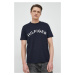 Bavlnené tričko Tommy Hilfiger tmavomodrá farba, vzorované