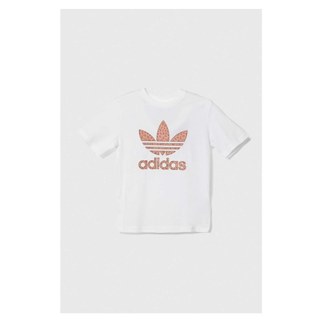 Detské bavlnené tričko adidas Originals biela farba, s potlačou