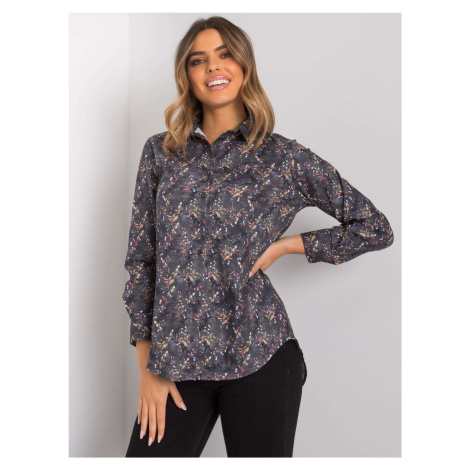 RUE PARIS Dark gray patterned shirt