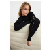 Trendyol Black Soft Textured Button Detailed Knitwear Sweater