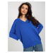 Dark blue women's basic blouse with 3/4 sleeves