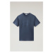 Tričko Woolrich Light Garment Dyed T-Shirt Modrá