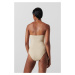 Plavky Karl Lagerfeld Karl Dna Strapless Swimsuit Beige/Gold