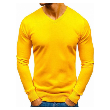 Žltý pánsky sveter s výstrihom do V Bolf2200