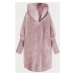 Dlhý vlnený prehoz cez oblečenie typu "alpaka" v špinavo ružovej farbe s kapucňou (908)