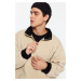 Trendyol Beige Oversize/Wide Cut Half Zipper Stand Collar Anti-pilling Fleece Sweatshirt