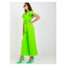 RUE PARIS fluo green jumpsuit with wide legs and short sleeves