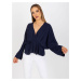 One-size navy blue blouse with wide Raquel sleeves