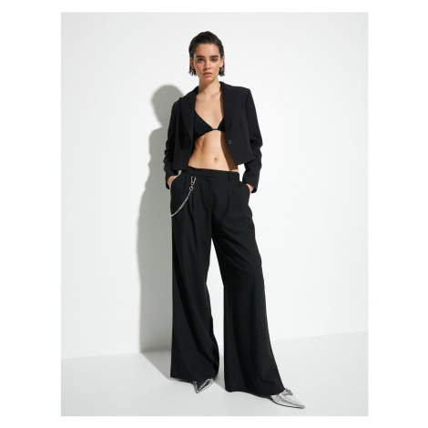 Koton Palazzo Trousers Wide Leg Normal Waist Chain Detail