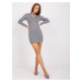 Grey fitted knitted dress with long sleeves