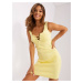 Light yellow minidress with tie at neckline