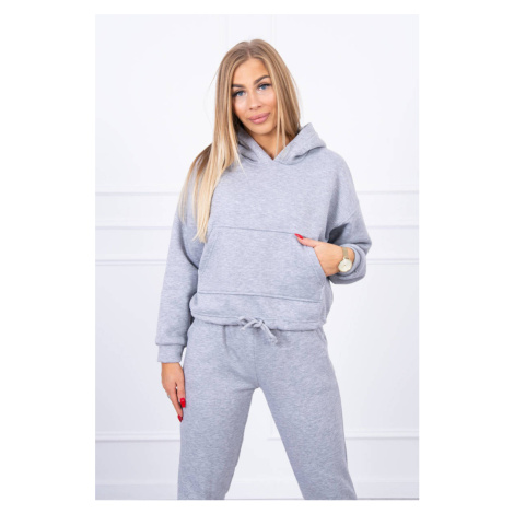 Insulated set with sweatshirt with tying down in gray color